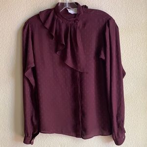 Vintage Evan Picone long sleeve burgundy blouse